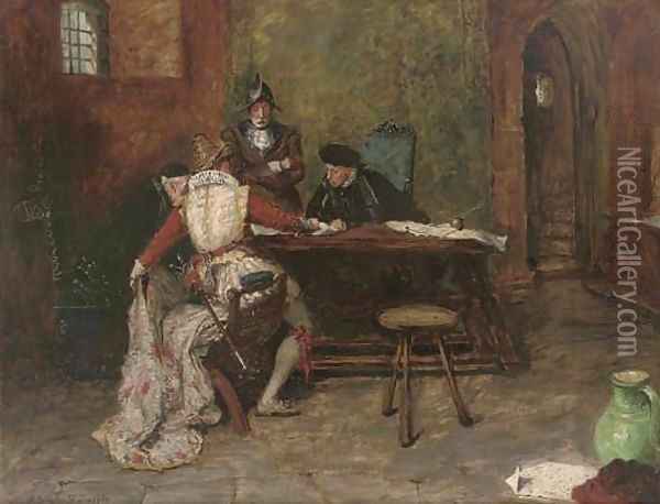 Signing the charter Oil Painting - A. Leicester Burroughs