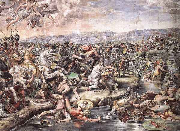 The Battle at Pons Milvius [detail: 1] Oil Painting - Raphael