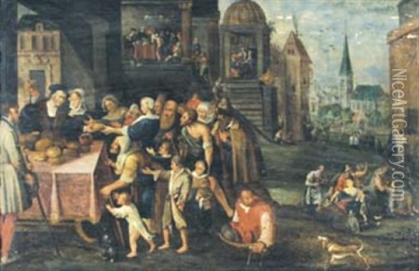 Die Sieben Arbeiten Der Barmherzigkeit Oil Painting - Pieter Bruegel the Elder