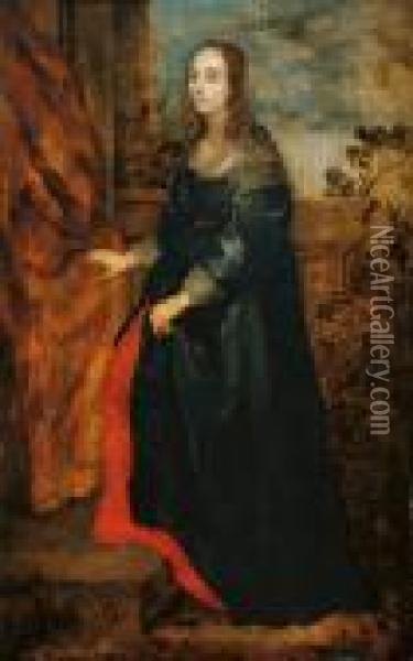 Bildnis Einer Dame (nach Antonis Van Dycksbildnis Der Beatrice De Cusance) Oil Painting - Gonzales Cocques