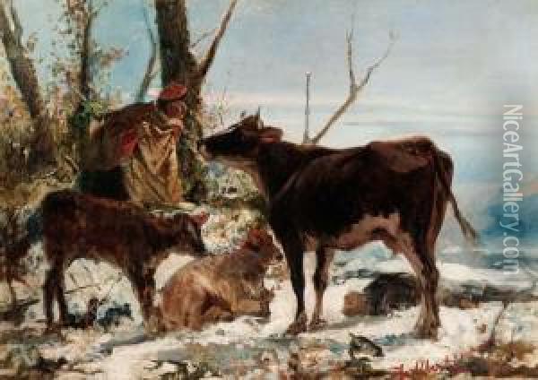 Episodio Militare(la Vedetta) - 1865 Ca. Oil Painting - Sebastiano De Albertis