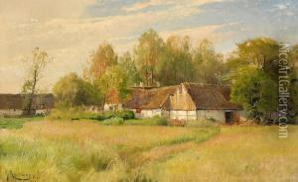 Landskap Med Skanegard Oil Painting - Gustaf Rydberg