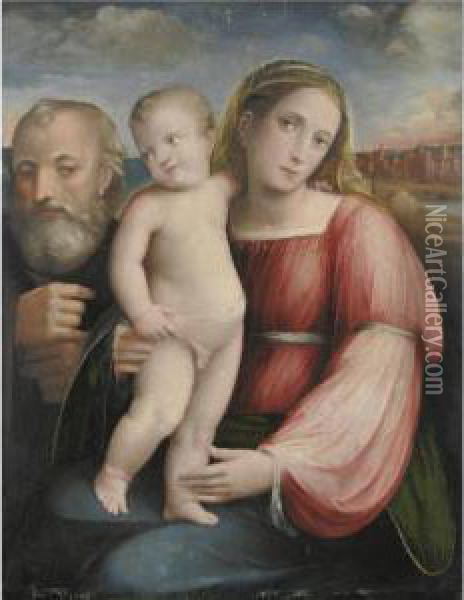 Sacra Famiglia Oil Painting - Giacomo Raibolini