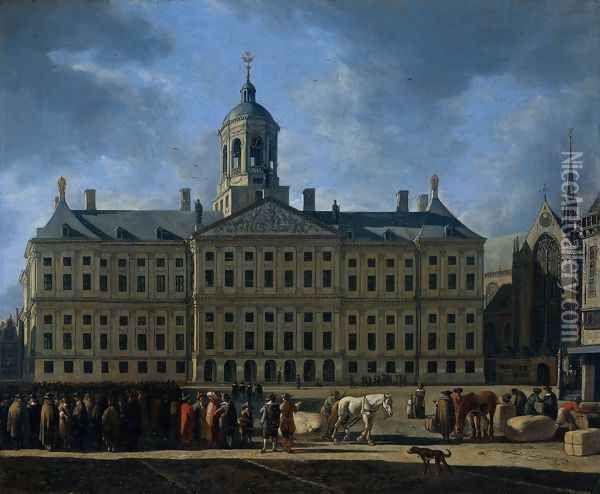 The Town Hall on the Dam, Amsterdam Oil Painting - Gerrit Adriaensz Berckheyde