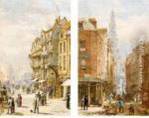 The Staple Inn At Holborn, London; St Mary -le-strand, London Oil Painting - Louise Rayner