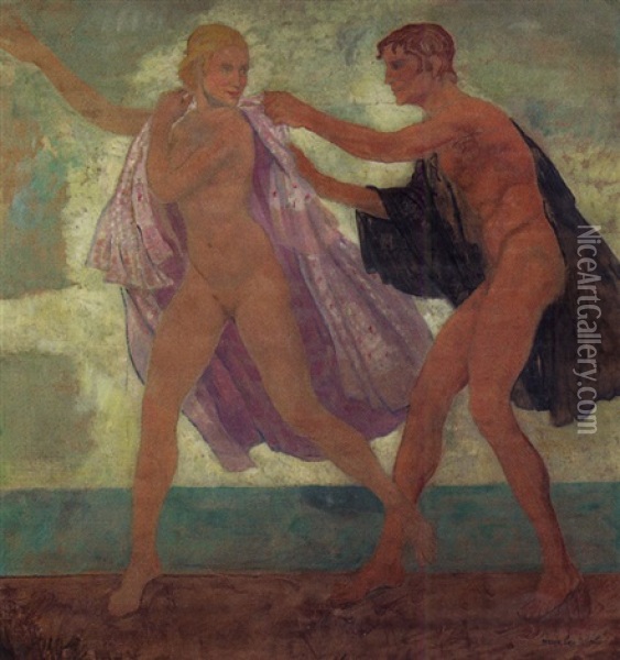 Jeux De La Seduction Oil Painting - Henry Caro-Delvaille