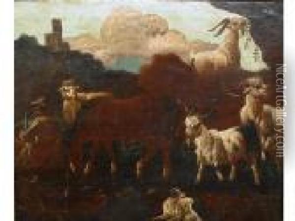 Paesaggio
Con Pastore E Armenti Oil Painting - Philipp Peter Roos