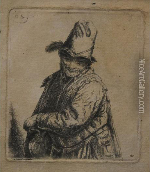 An Etching Of An Actor Oil Painting - Rembrandt Van Rijn