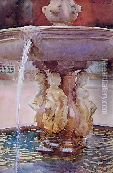 Spanish Fountain I Oil Painting - John Singer Sargent