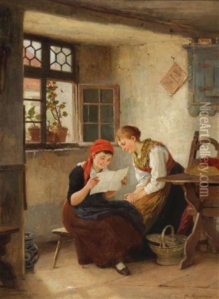 The Love Letter Oil Painting - Hugo Oehmichen
