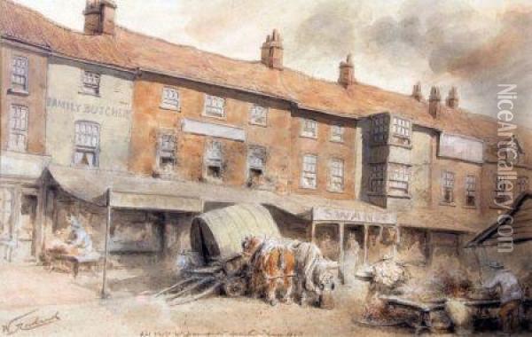 Old Great Yarmouth Market Place 1863 Oil Painting - Cornelius Holmes-Winter
