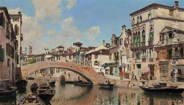 Canal De Venecia Oil Painting - Martin Rico y Ortega