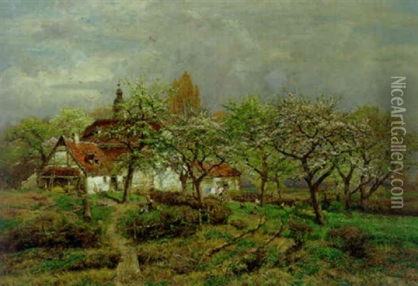 In The Orchard Oil Painting - Heinrich Hartung the Elder