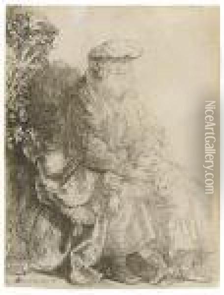 Abraham Caressing Isaac Oil Painting - Rembrandt Van Rijn