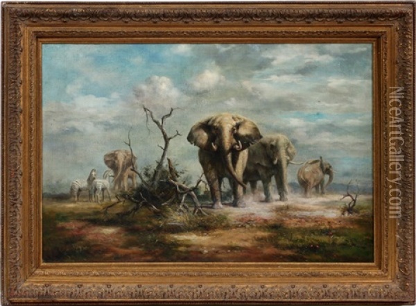 African Serengeti Scene Oil Painting - John Guille Millais