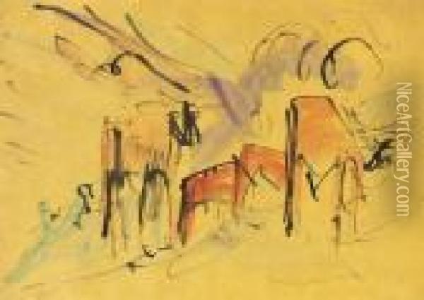 Weidende Kuhe Oil Painting - Ernst Ludwig Kirchner