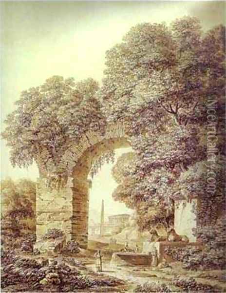 Landscape With Ruins 1799 Oil Painting - Semen Fedorovich Shchedrin