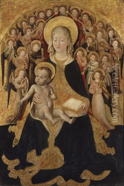 The Madonna And Child With A Choir Of Angels Oil Painting - Ludovico Brea