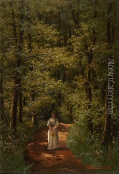 Junge Frau Im Sommerwald Oil Painting - Karl Christian Wymann Mory