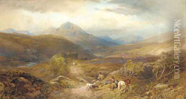 Loch Polary, Glengarry Oil Painting - Thomas Miles Richardson, Jnr.