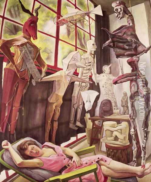 The Painter's Studio 1954 Oil Painting - Diego Rivera