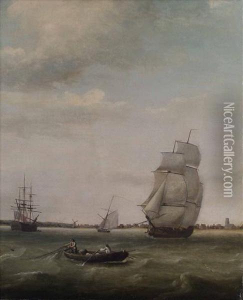 Vessels Off Thecoast Oil Painting - Francis Swaine