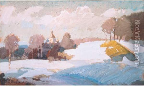 Paysage A La Petite Chapelle Oil Painting - Stanislav Iulianov. Joukovski