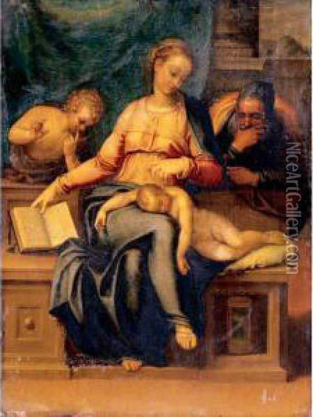 The Holy Family With Saint John The Baptist Oil Painting - Marcello Venusti