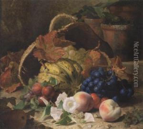 Still Life With Fruit And Convulvulus Oil Painting - Eloise Harriet Stannard