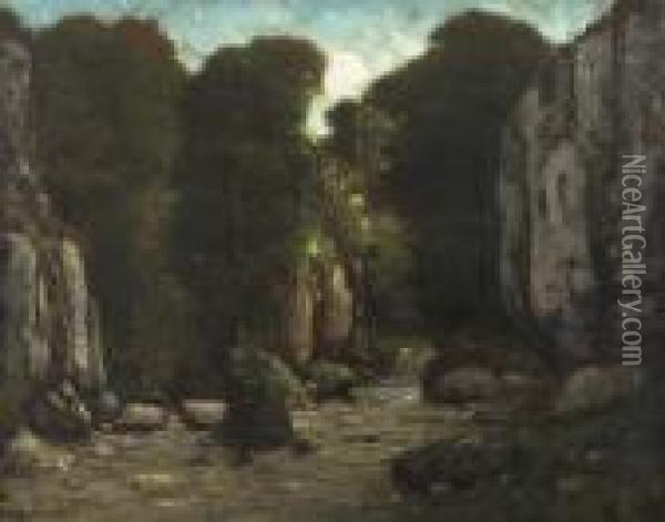 Le Puits Noir. Oil Painting - Gustave Courbet