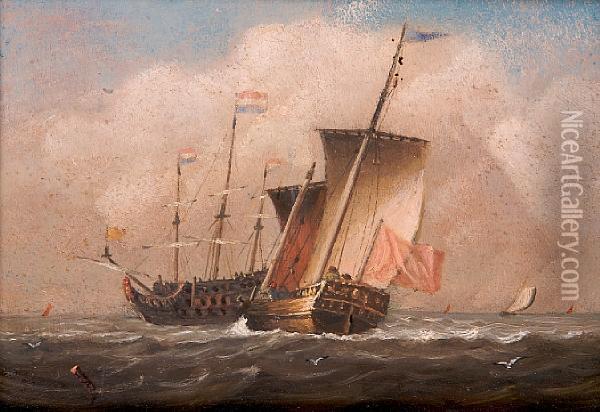 Dutch Shipping Oil Painting - Francis Swaine
