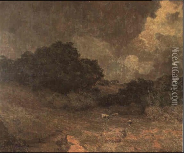 In The Shadow Of A Storm, Menlo Park Oil Painting - Granville S. Redmond