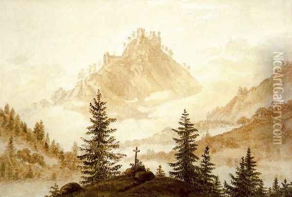 Mountain Landscape Oil Painting - Caspar David Friedrich