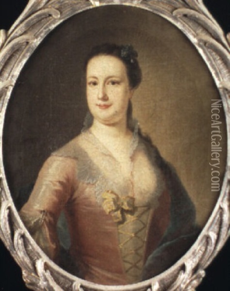 Portrait Of Catherine, Mrs. Henry Holt Henley Oil Painting - John Ellys