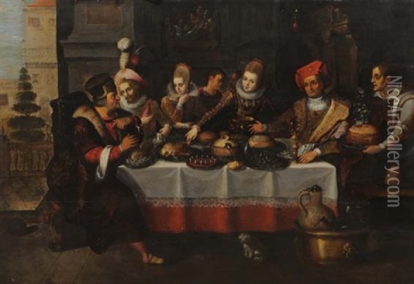 Le Diner De Lazare Oil Painting - Ambrosius Francken the Elder