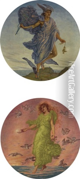 Hermes; Aphrodite Oil Painting - Thomas Matthews Rooke