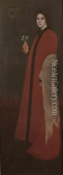 Portrait Of The Artist's Wife, Caroline Oil Painting - Hermann Dudley Murphy