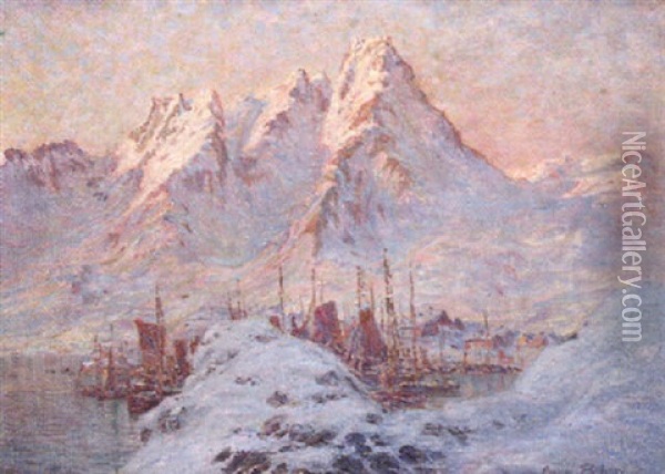 Coucher De Soleil Sur Les Fjords A Djurgarden Oil Painting - Anna Boberg