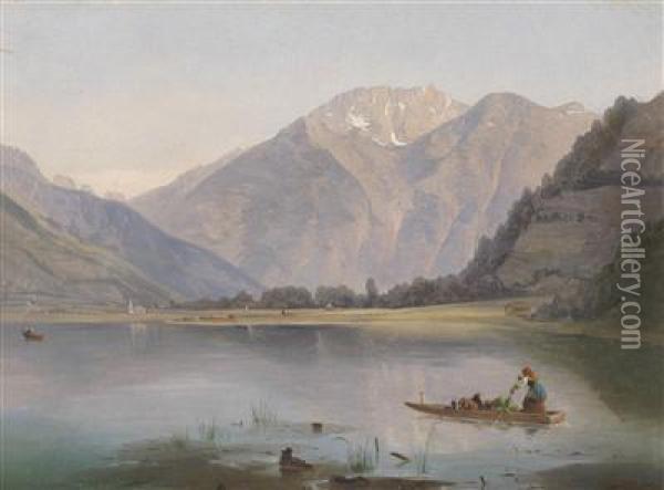 Scene Set In The Salzkammergut Oil Painting - Anton Hansch