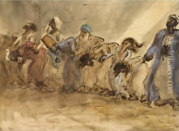Oriental Dancers Oil Painting - Marius Bauer