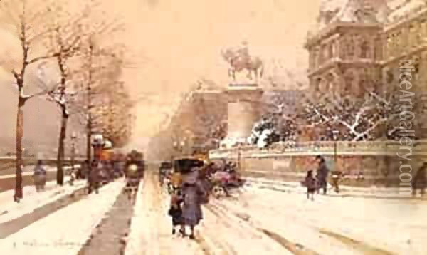 Paris In Winter Oil Painting - Eleanor Fortescue-Brickdale