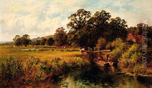 Fittleworth Lock on the Rother, Sussex Oil Painting - Walter Wallor Caffyn