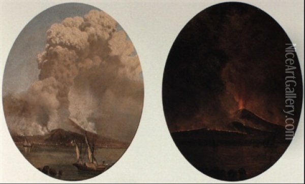 Eruptions Of Mount Vesuvius, Day And Night Oil Painting - Giacinto Gigante