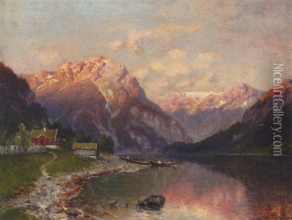 Gebirgssee Oil Painting - Morten Mueller