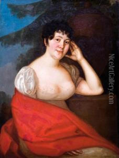 Portret Anny Niedzwieckiej Oil Painting - Stanislaw Rejchan
