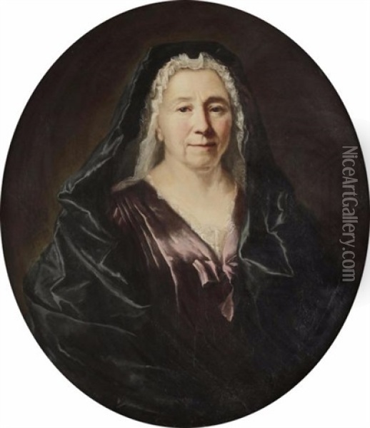 Portrait De Madame De La Roquette Buisson Dupaire Oil Painting - Hubert Drouais