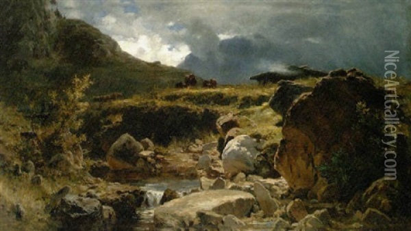 Hochgebirgslandschaft Oil Painting - Gustav von Bechtolsheim