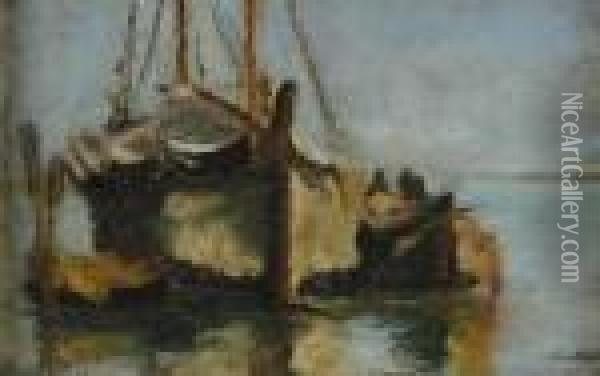 Sailboats Oil Painting - John Henry Twachtman