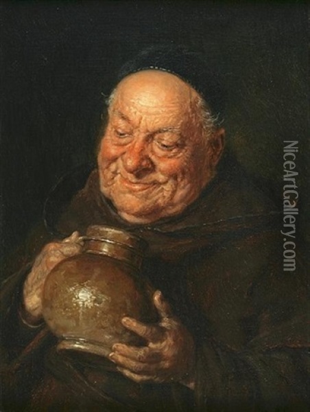 Portrait Of A Monk Oil Painting - Eduard von Gruetzner