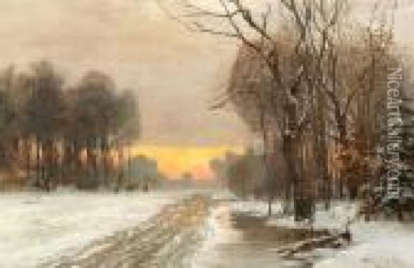 Winter's Day In The Vicinity Of Munich Oil Painting - Anders Anderson-Lundby